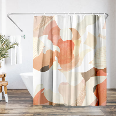 71x74 Abstract Shower Curtain with 12 Metal Grommets | Modern Design — 71 x 74