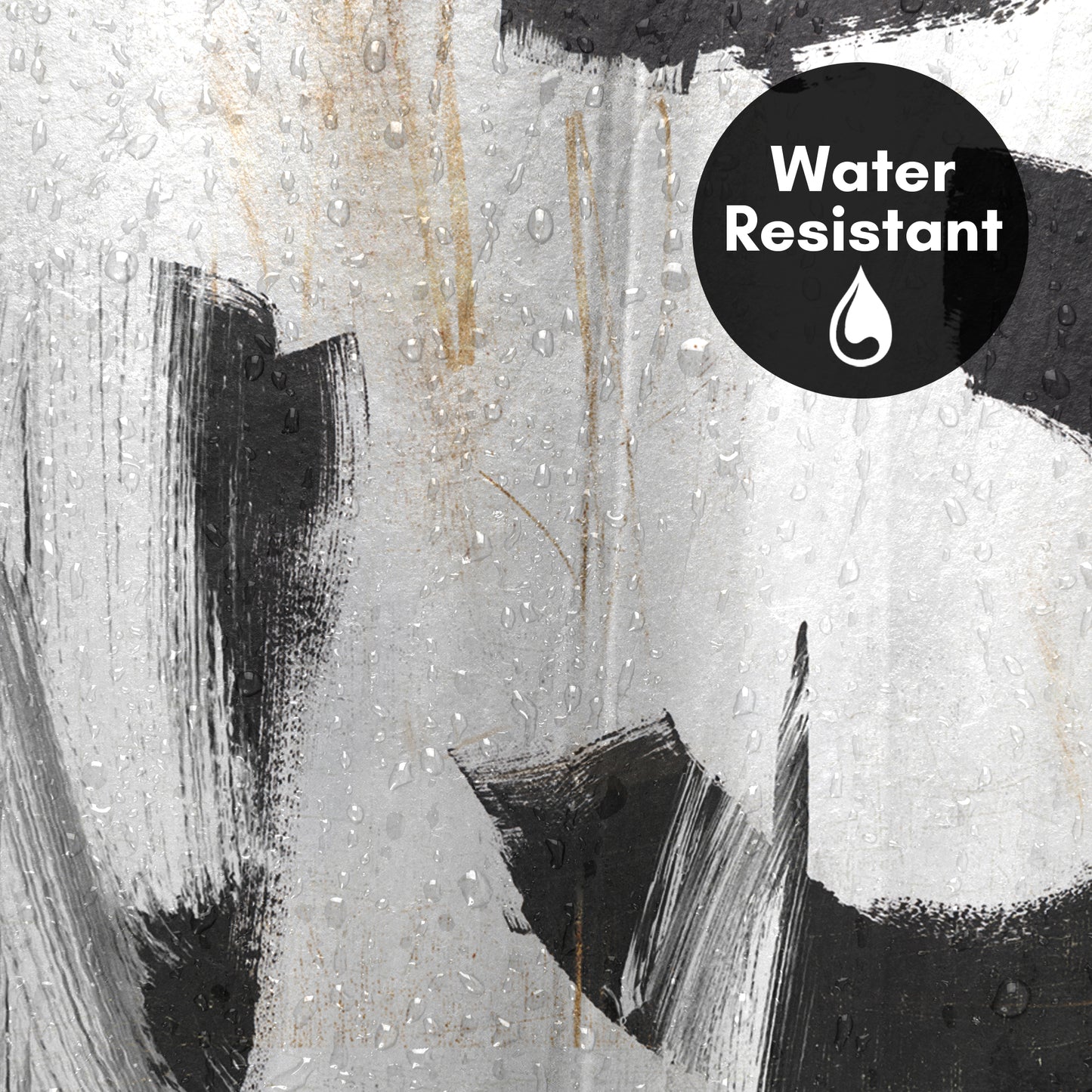 71x74 Abstract Shower Curtain with 12 Metal Grommets | Monochrome
