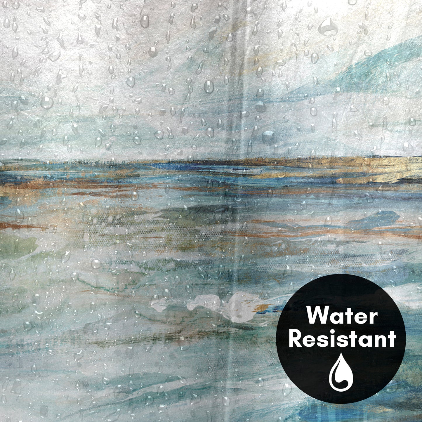71x74 Abstract Shower Curtain with 12 Metal Grommets | Midnight Clear