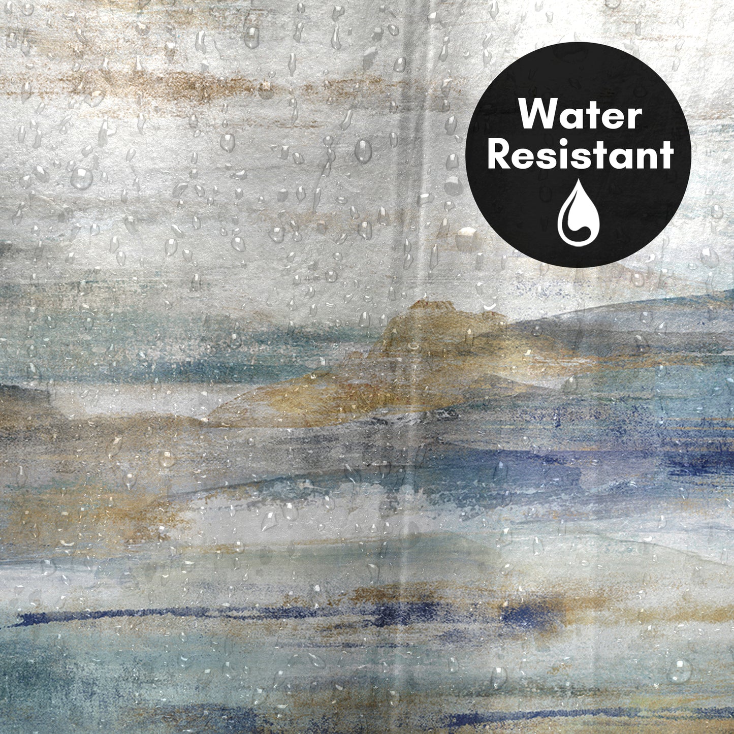 71x74 Abstract Shower Curtain with 12 Metal Grommets | Landscape-Inspired Design