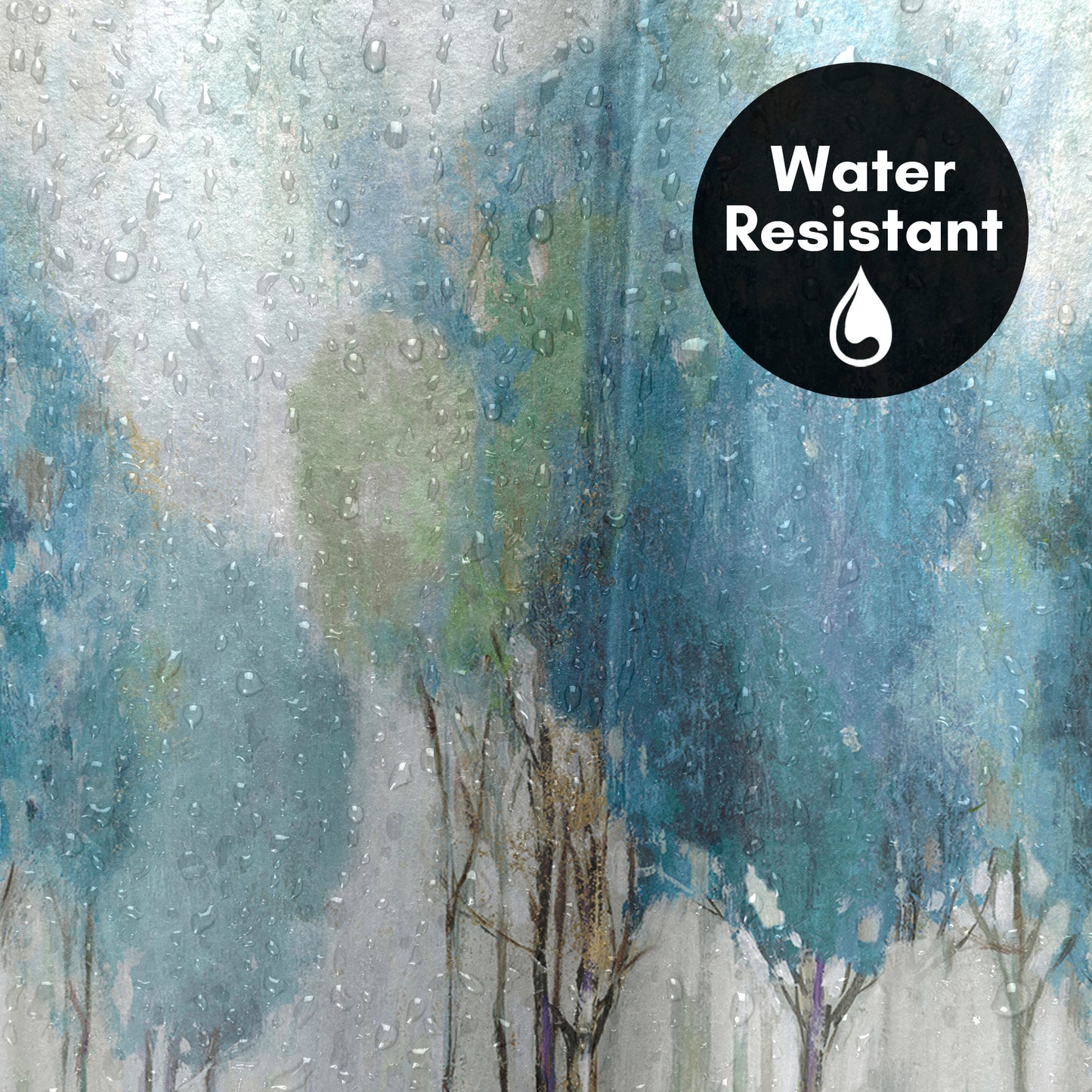 71x74 Abstract Shower Curtain with 12 Metal Grommets | Misty Meadow