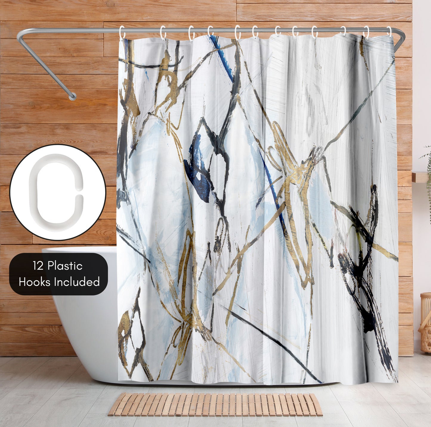 71x74 Abstract Shower Curtain with 12 Metal Grommets | Moonstruck