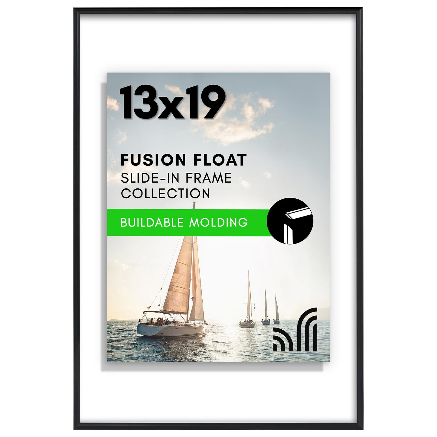Floating Picture Frame | Slide-In Design | Shatter-Resistant Glass Front