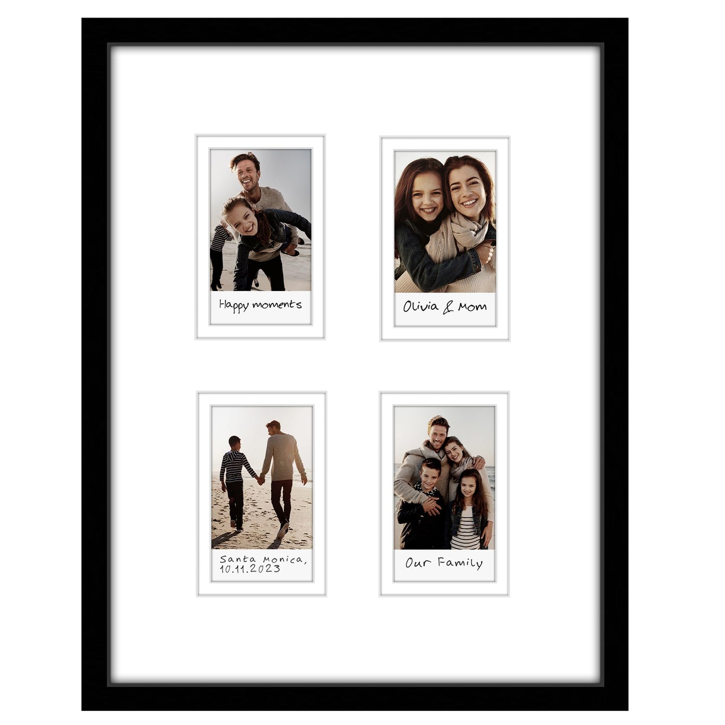 Americanflat 7x12 Picture Frame with 3 Openings for 2x3 Instant-Print Photos - Black Mini Picture Frames for Tabletop and Wall Display with Shatter-Resistant Glass
