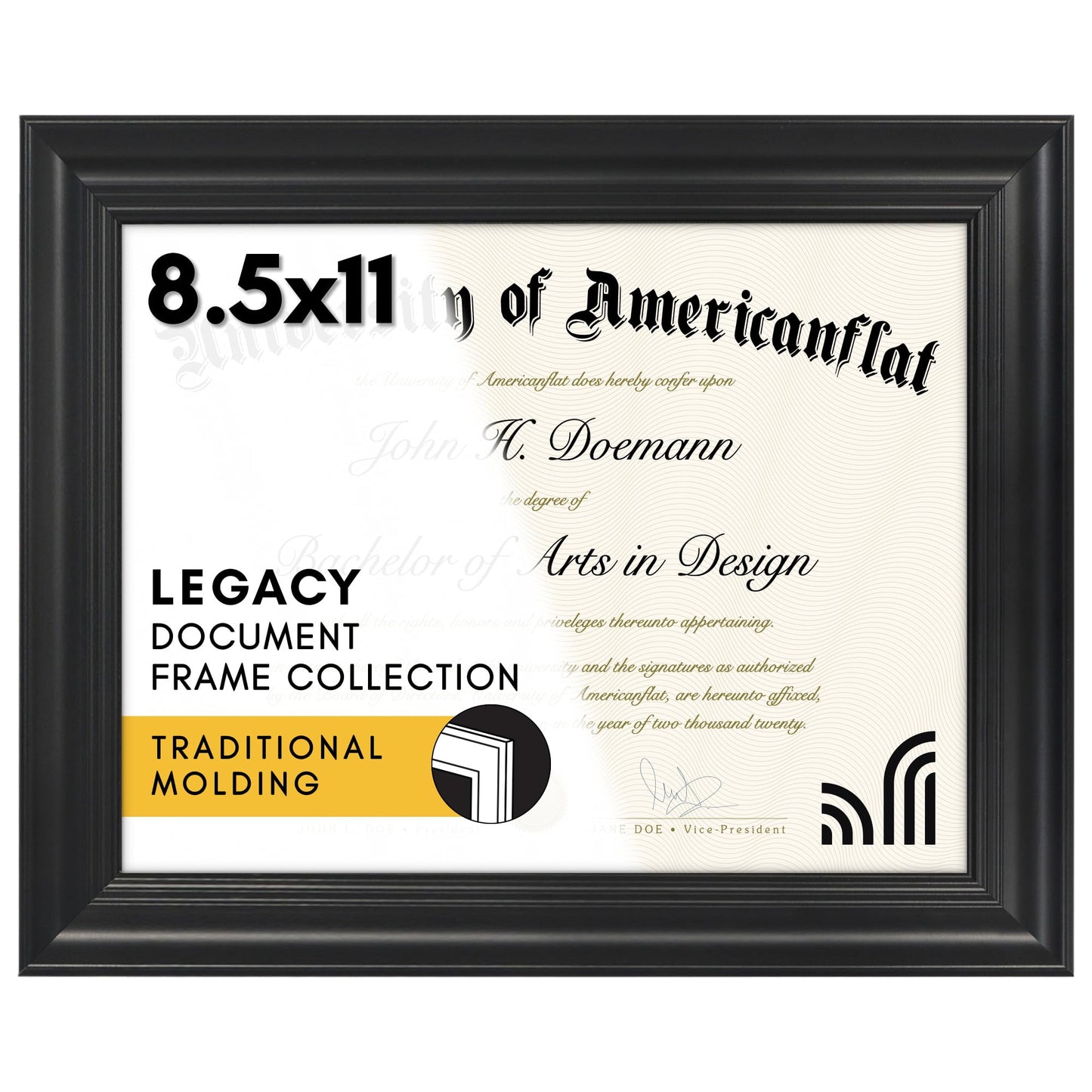 Ornate Diploma Frame 8.5x11 Without Mat - Americanflat