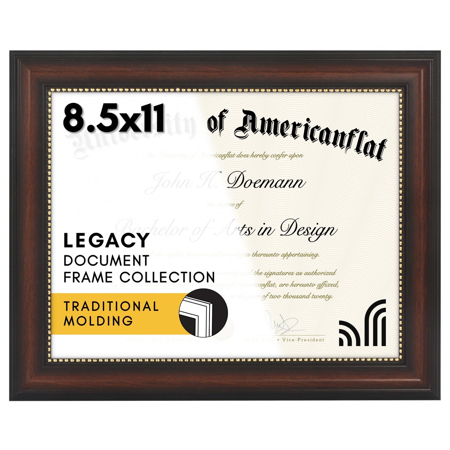 Ornate Diploma Frame 8.5x11 Without Mat - Americanflat