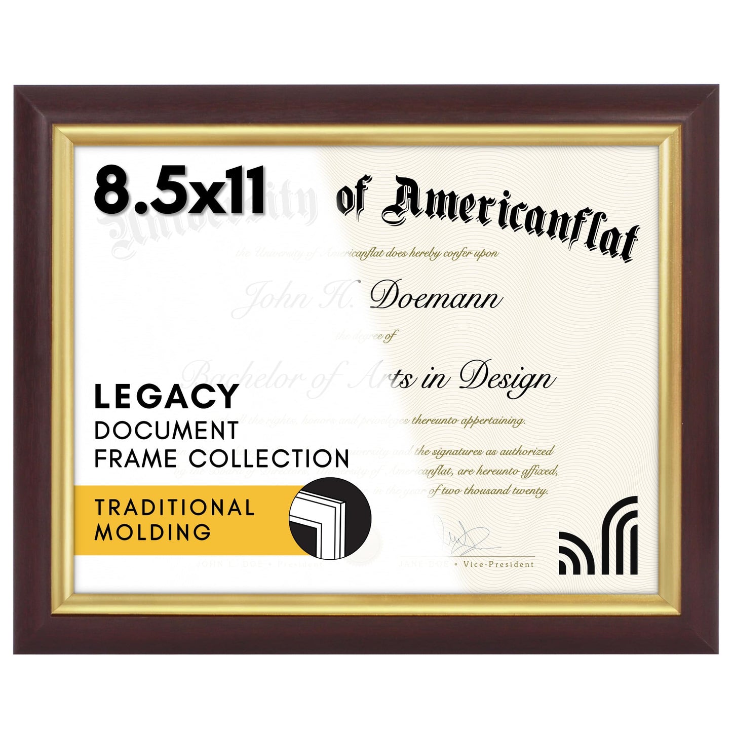 Ornate Diploma Frame 8.5x11 Without Mat - Americanflat