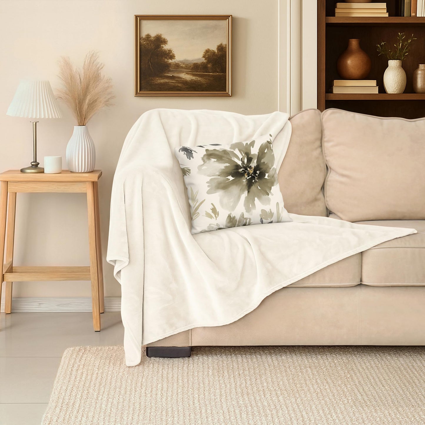 Americanflat 50x60 Fleece Throw Blanket - Soft and Breathable Throw Blanket for Couch, Bed, Chair - Fleece Blankets Perfect for Home, Bedroom, or Outdoor Use - White