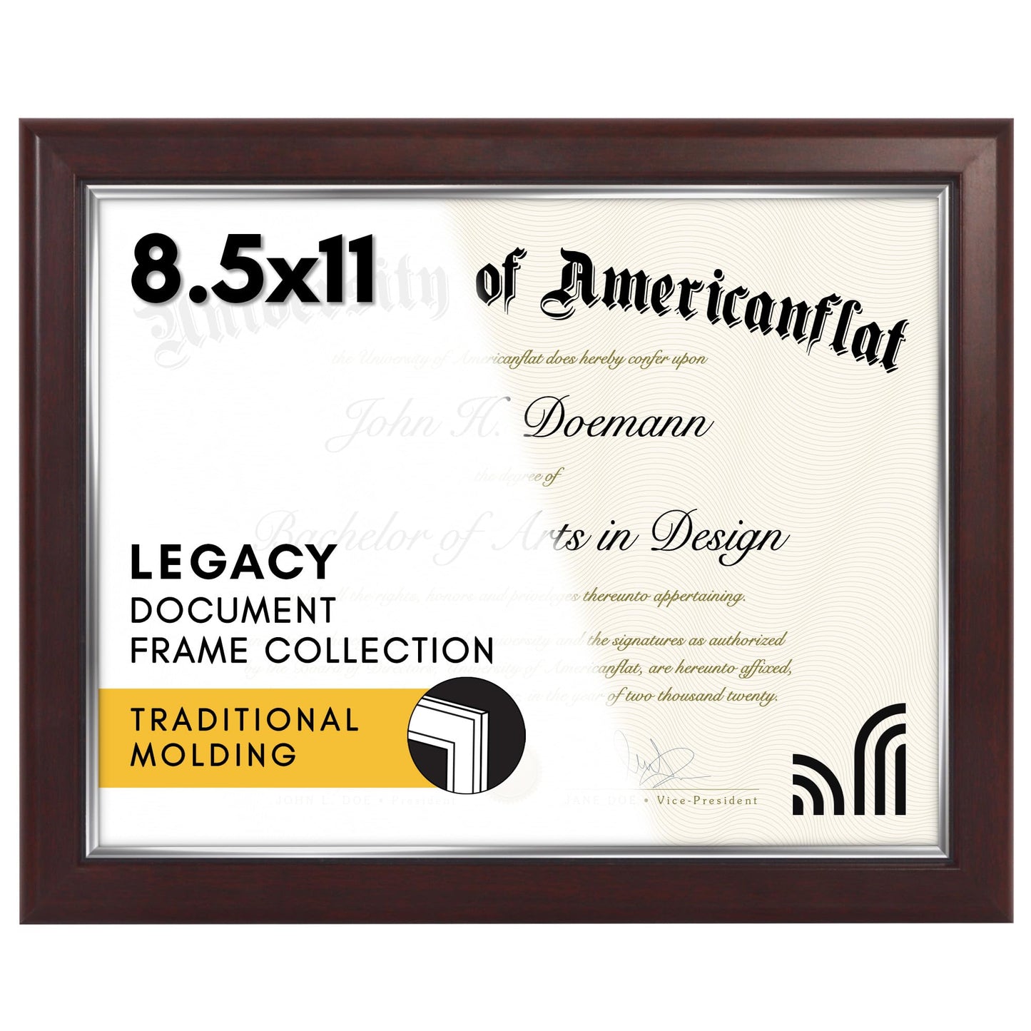 Ornate Diploma Frame 8.5x11 Without Mat - Americanflat