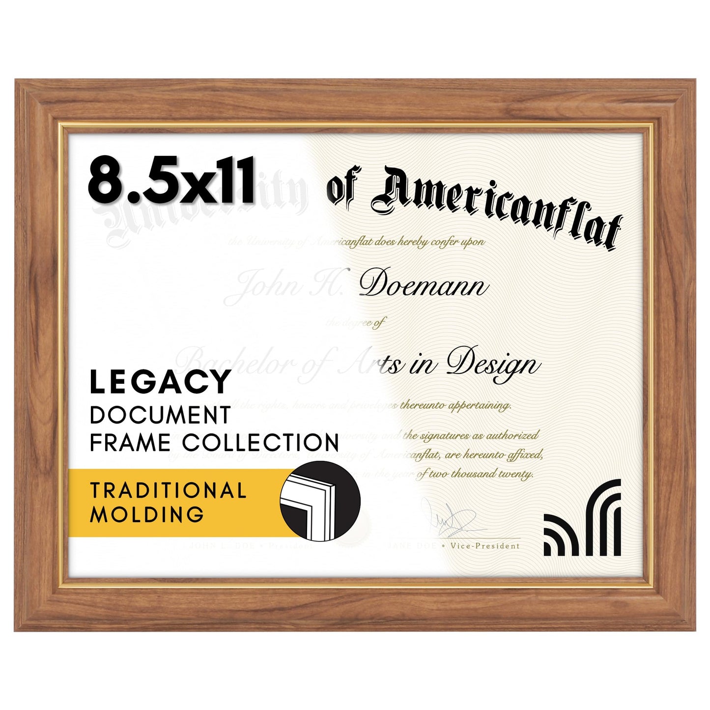 Ornate Diploma Frame 8.5x11 Without Mat - Americanflat