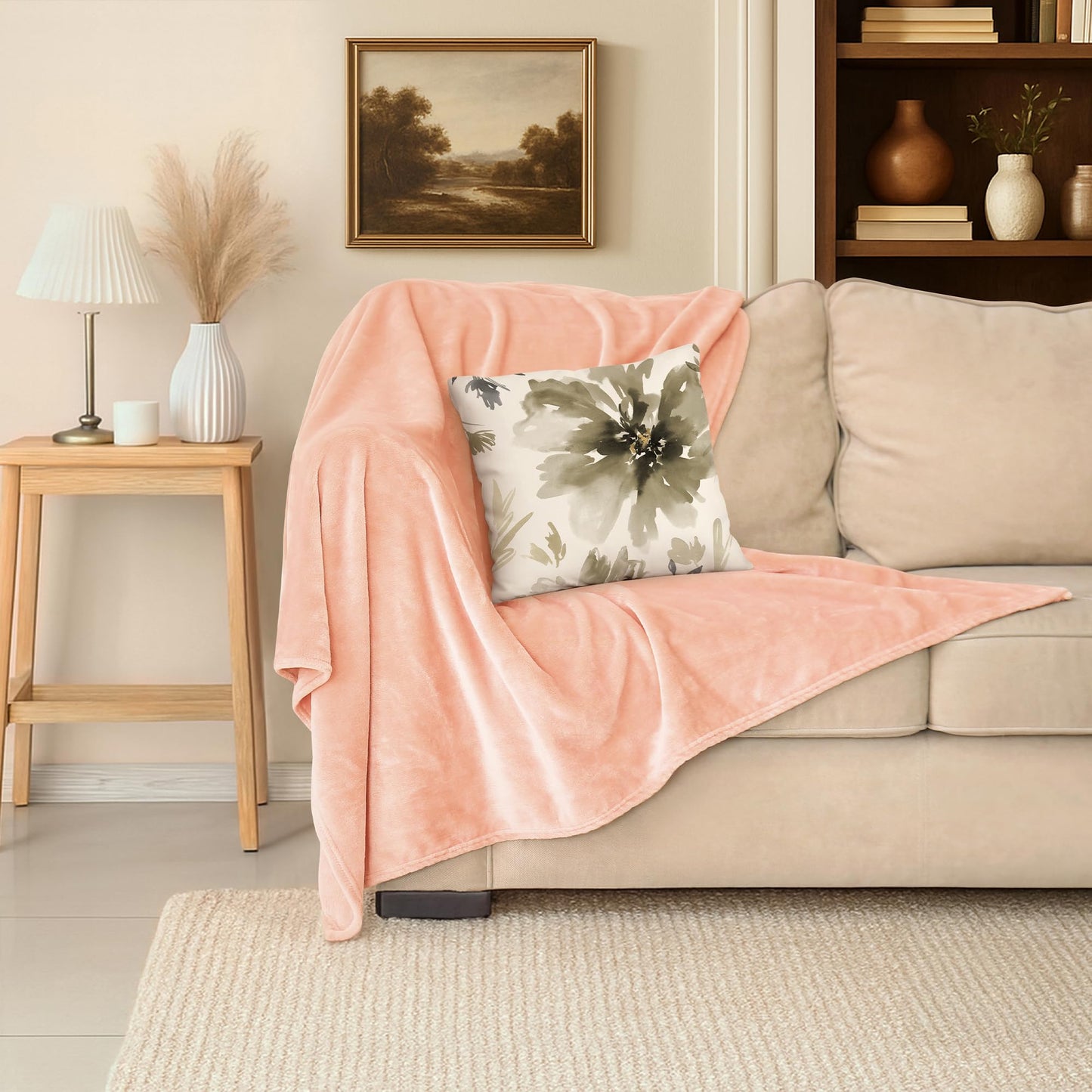 Americanflat 90x90 Fleece Throw Blanket - Soft and Breathable Throw Blanket for Couch, Bed, Chair - Oversized Fleece Blankets Perfect for Home, Bedroom, or Outdoor Use - Pink