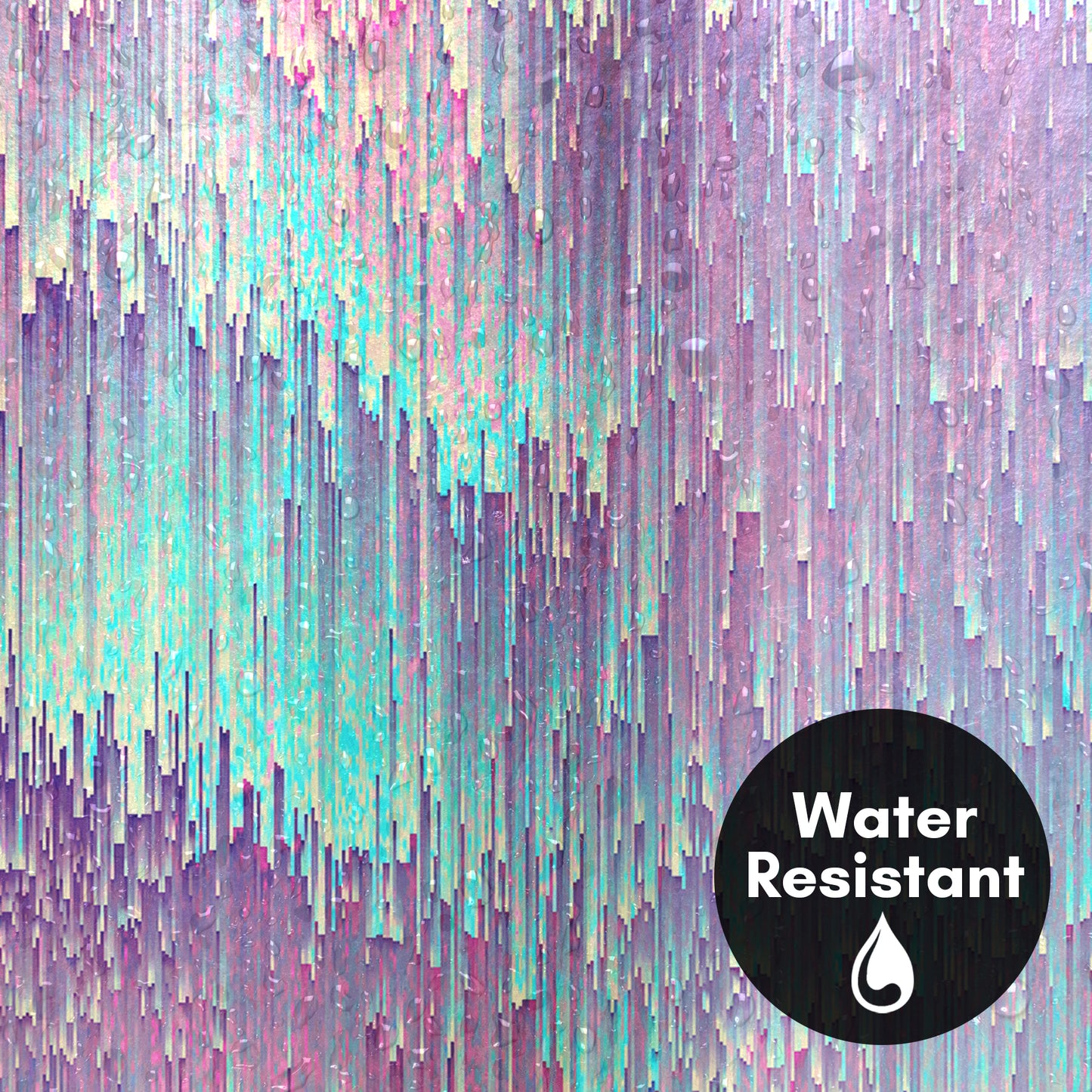 71x74 Abstract Shower Curtain with 12 Metal Grommets | Iridescent Glitches