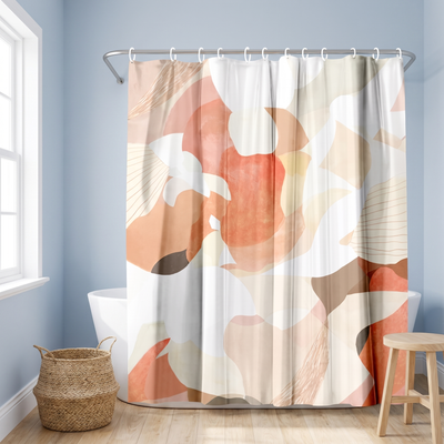 71x74 Abstract Shower Curtain with 12 Metal Grommets | Modern Design — 71 x 74