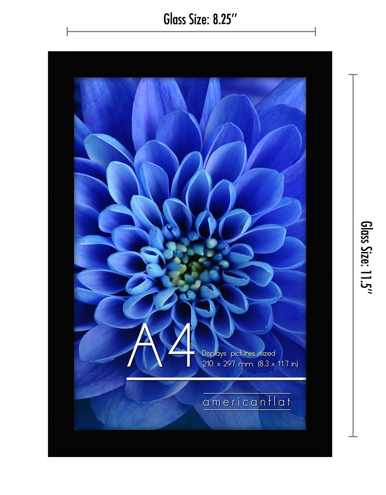 Americanflat | A4 Picture Frame with Shatter-Resistant Glass | Set of 2 - 8.3x11.7 Frame with Engineered Wood | Signature Collection | A4 Frames for Tabletop and Wall Display | Black