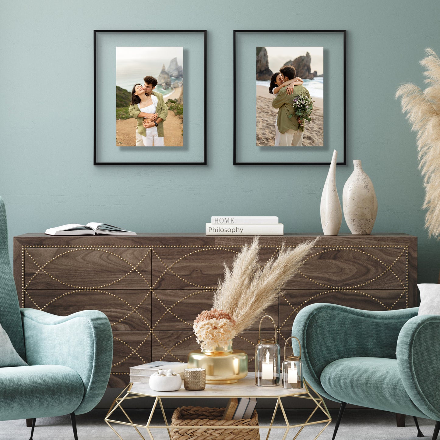 Aluminum Floating Frame | Set of 2 | Shatter-Resistant | Without Mat | Metal Molding - Americanflat