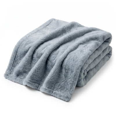 Throw Blanket | Double-Sided Faux Fur - 50x60 - Gray — Default Title