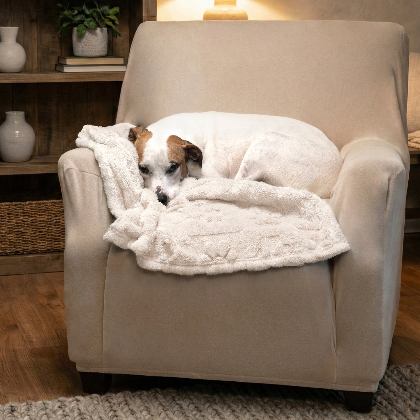 30x40 | Jacquard Fleece Throw Blanket | Cream | Soft and Breathable | Modern