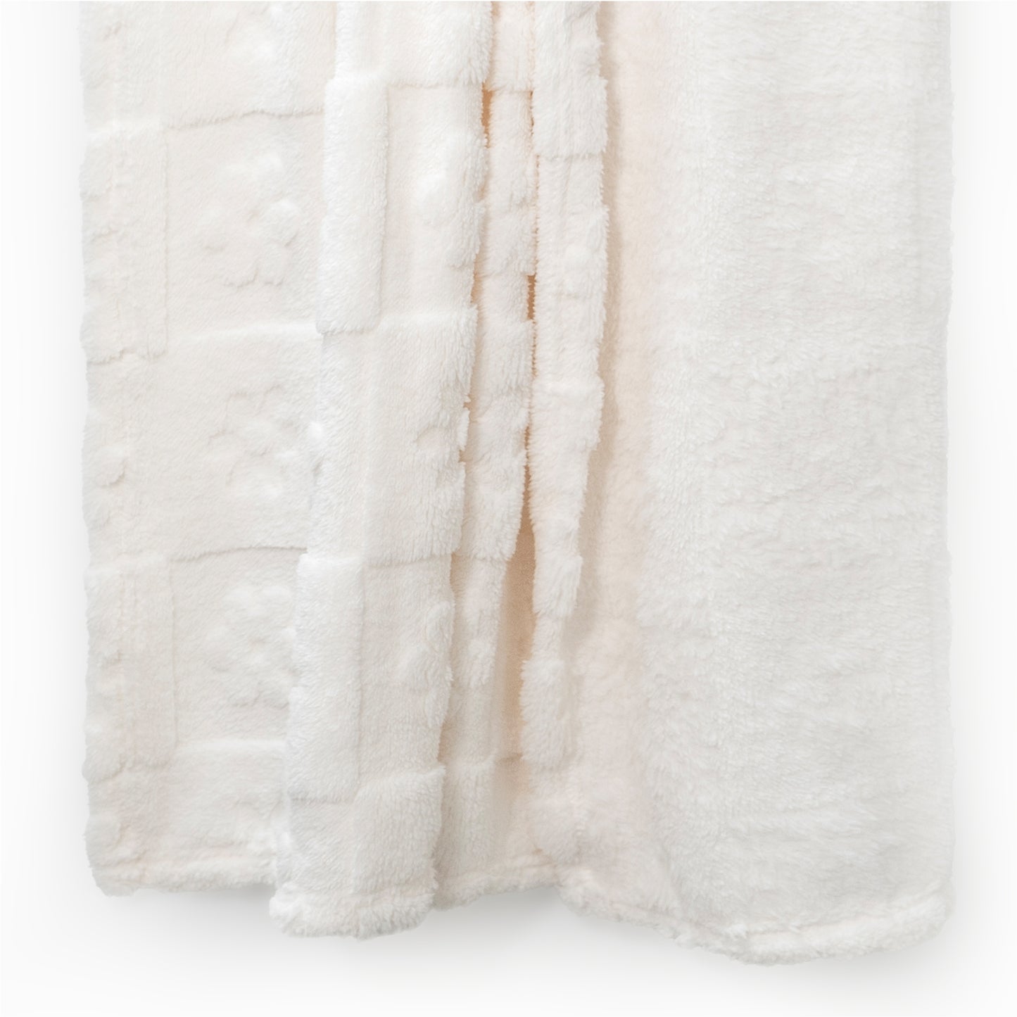 50x60 | Jacquard Fleece Throw Blanket | Cream | Soft and Breathable | Modern