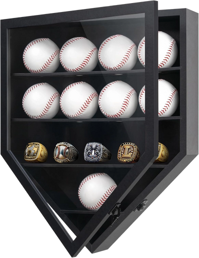 All-Star Engineered Wood Baseball Display Case — Ball & Rings