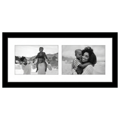Signature Matted Engineered Wood Collage Frame — 7x16 with 5x7 mat / Black / 2 Opening