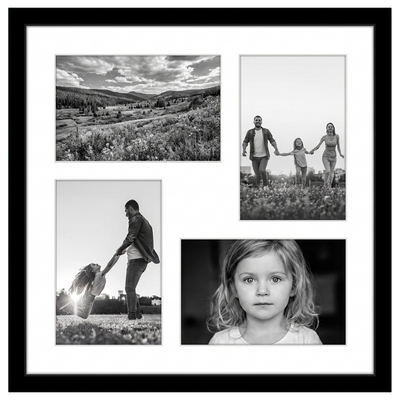 Signature Matted Engineered Wood Collage Frame — 12x12 with 4x6 mat / Black / 4 Opening