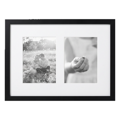 Signature Matted Engineered Wood Collage Frame — 10x14 with 5x7 mat / Black / 2 Opening