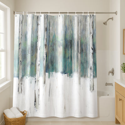 71x74 Abstract Shower Curtain with 12 Metal Grommets | Winters Trail — 71 x 74