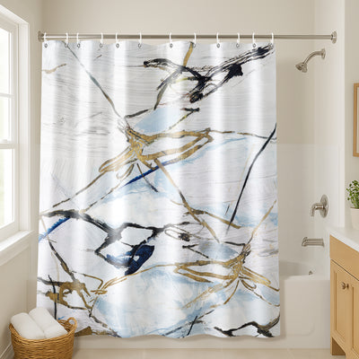 71x74 Abstract Shower Curtain with 12 Metal Grommets | Moonstruck — 71 x 74