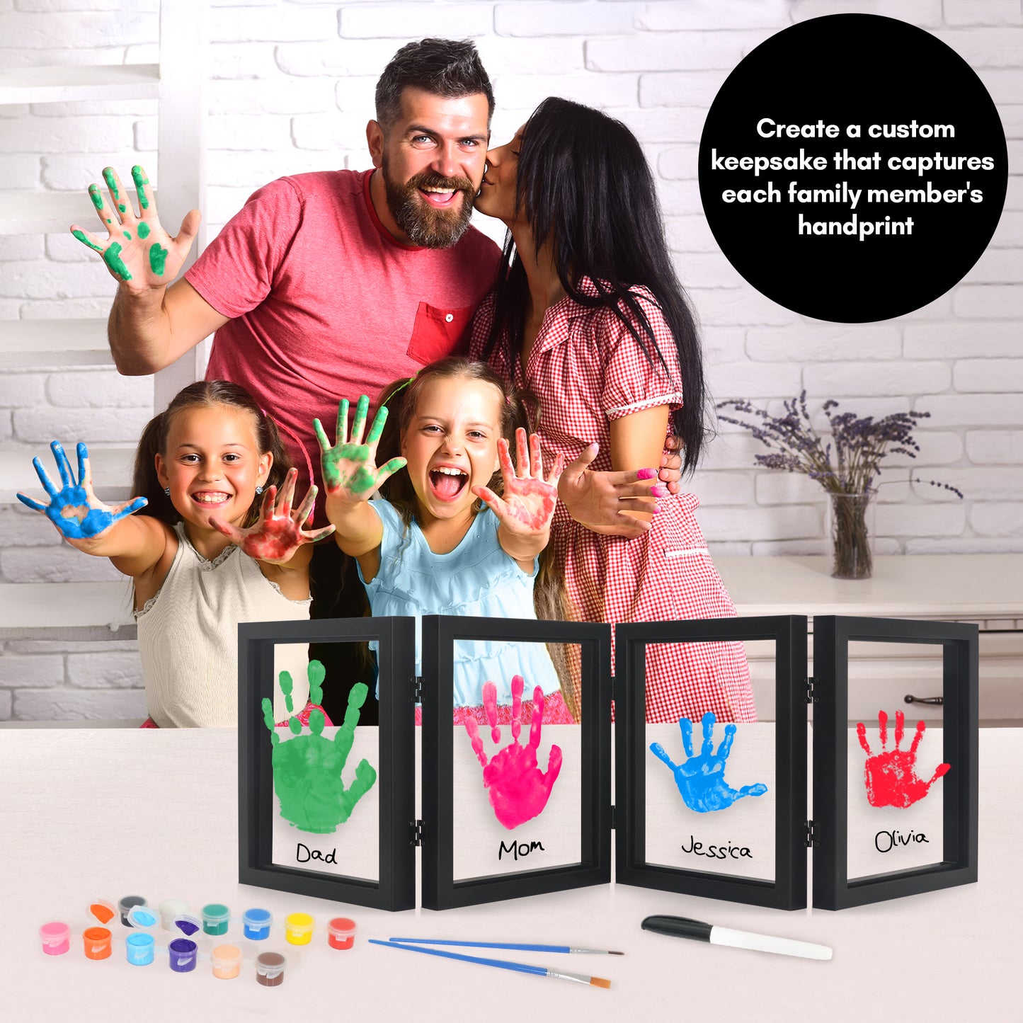 DIY Family Handprint Kit | Personalized Keepsake Frame | Complete Set with Paints | Americanflat