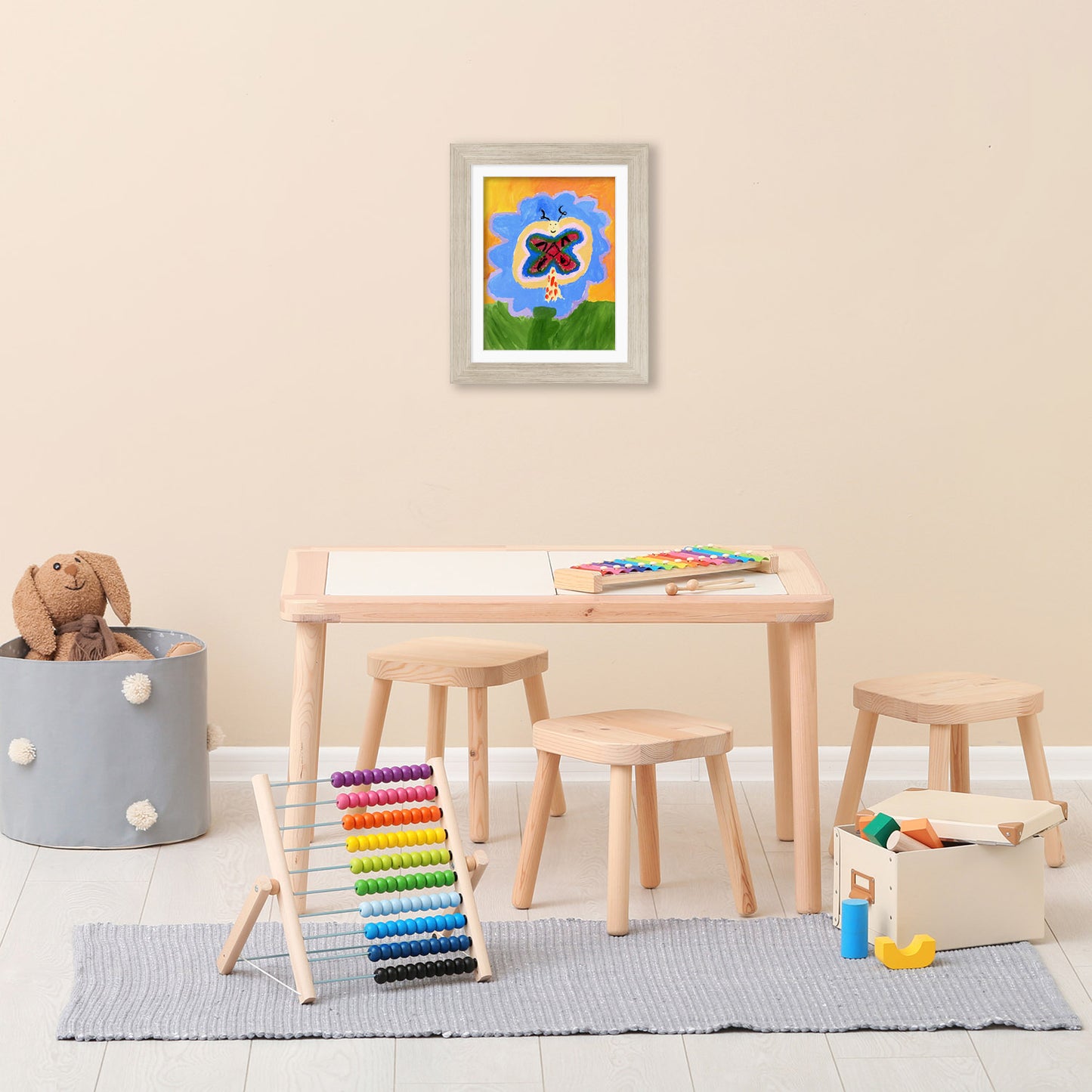 Americanflat | Kids Artwork Frame Changeable (Driftwood) | Magnetic Door Holds 100 Art Pieces | 8.5x11 Letter Size Display with Mat or 10x12.5 Without Mat | My Mini Masterpiece