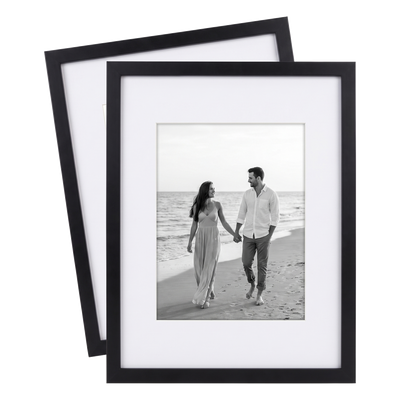 Streamline Matted Picture Frame — 9x12 with 6x6 Mat / Black / 2 Pack