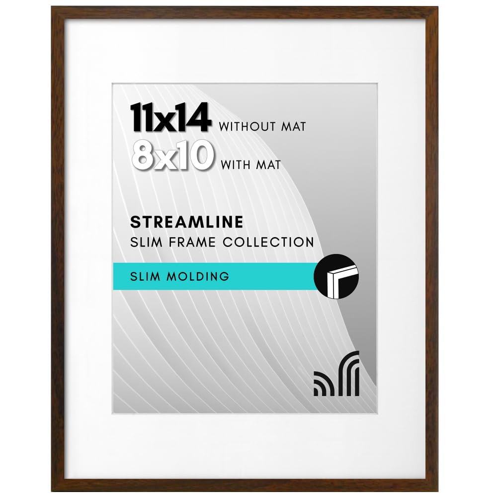 Picture Frame | Includes Mat | Slim Molding | Streamline Collection