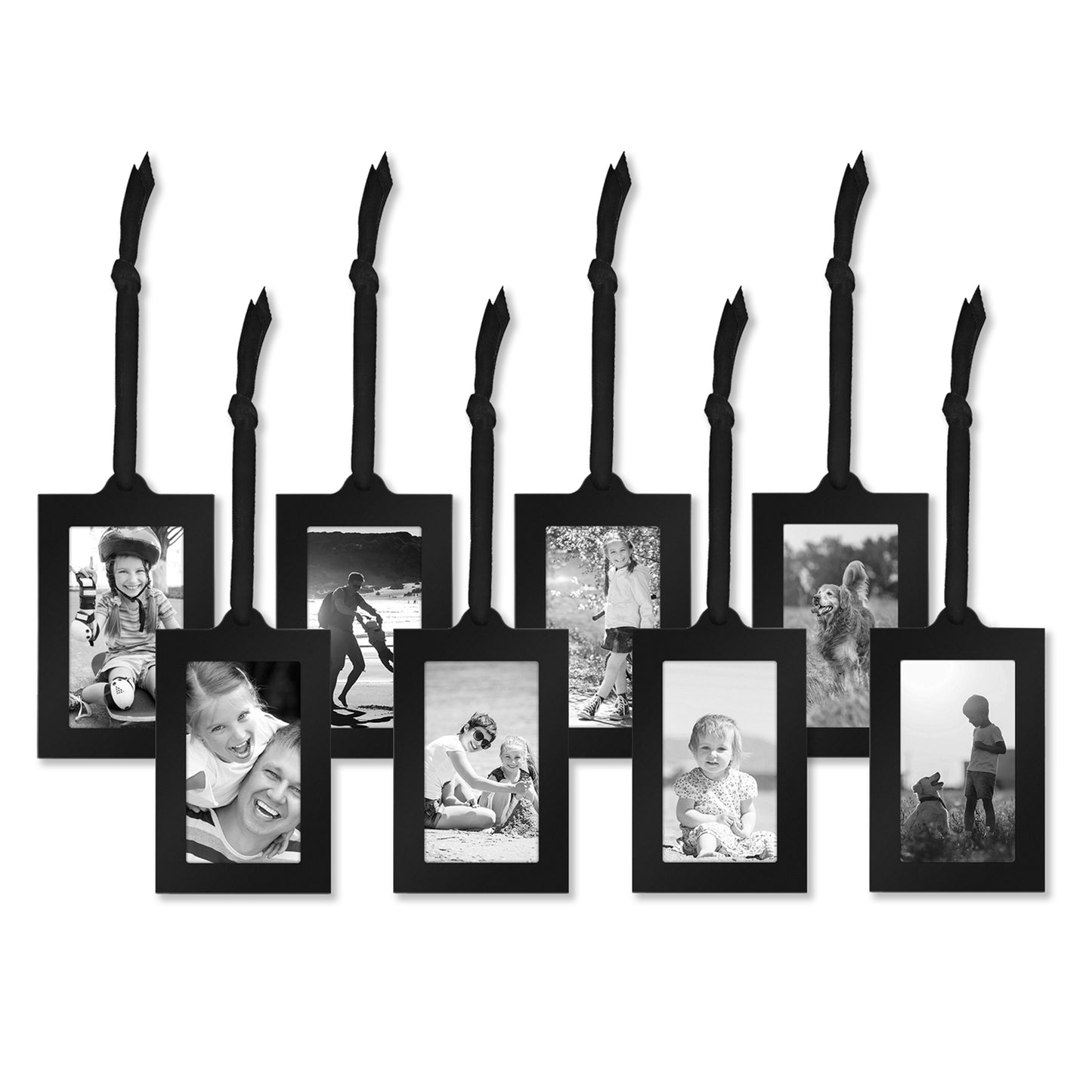 Hanging Picture Frame | Black | Adjustable Ribbon Tassels | Modern