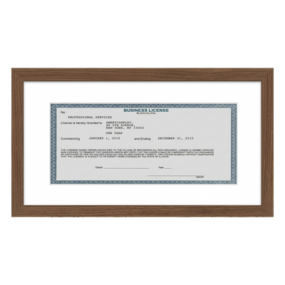 Business License Frame | Professional Display — 5x10 / Walnut / 1 Pack