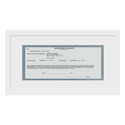 Business License Frame | Professional Display — 5x10 / White / 1 Pack