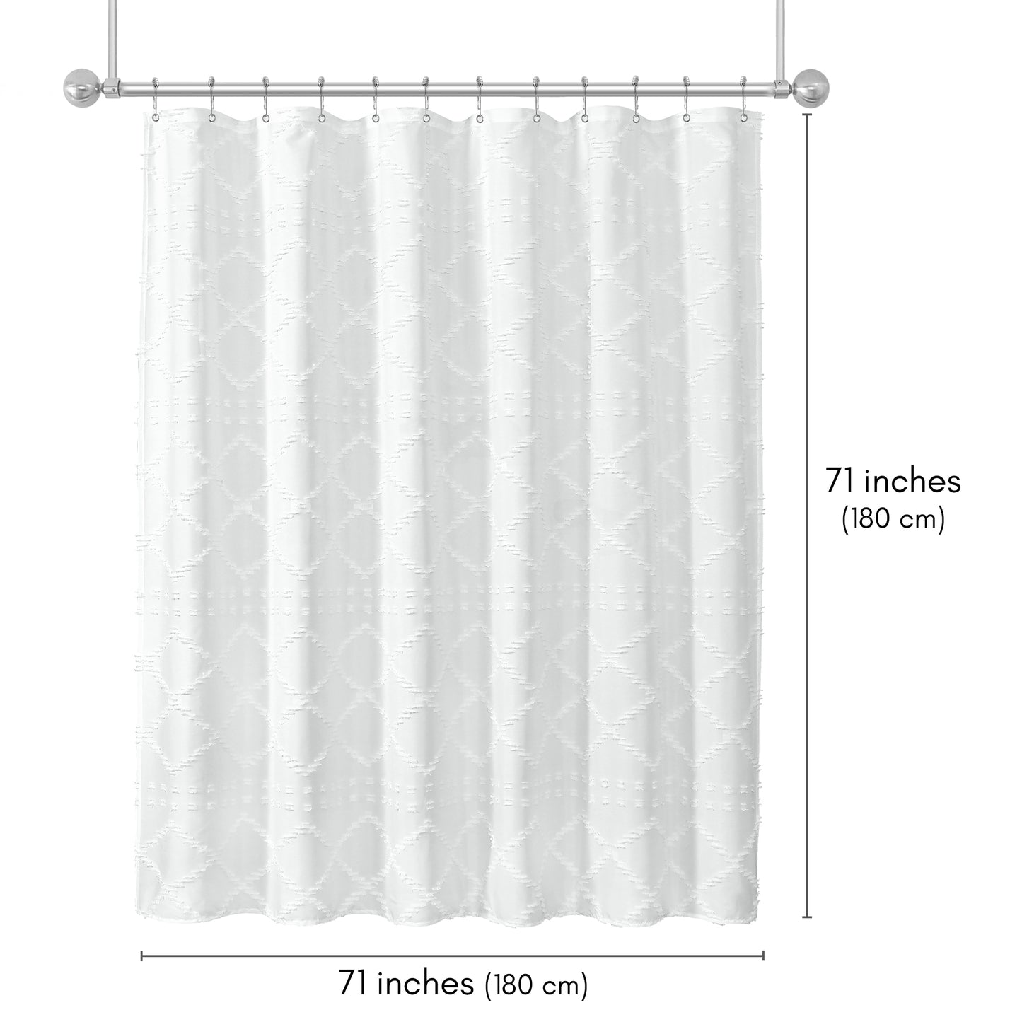 71x71 Woven Linen Shower Curtain with Tassel Accents and 12 Grommets | Textured Designs