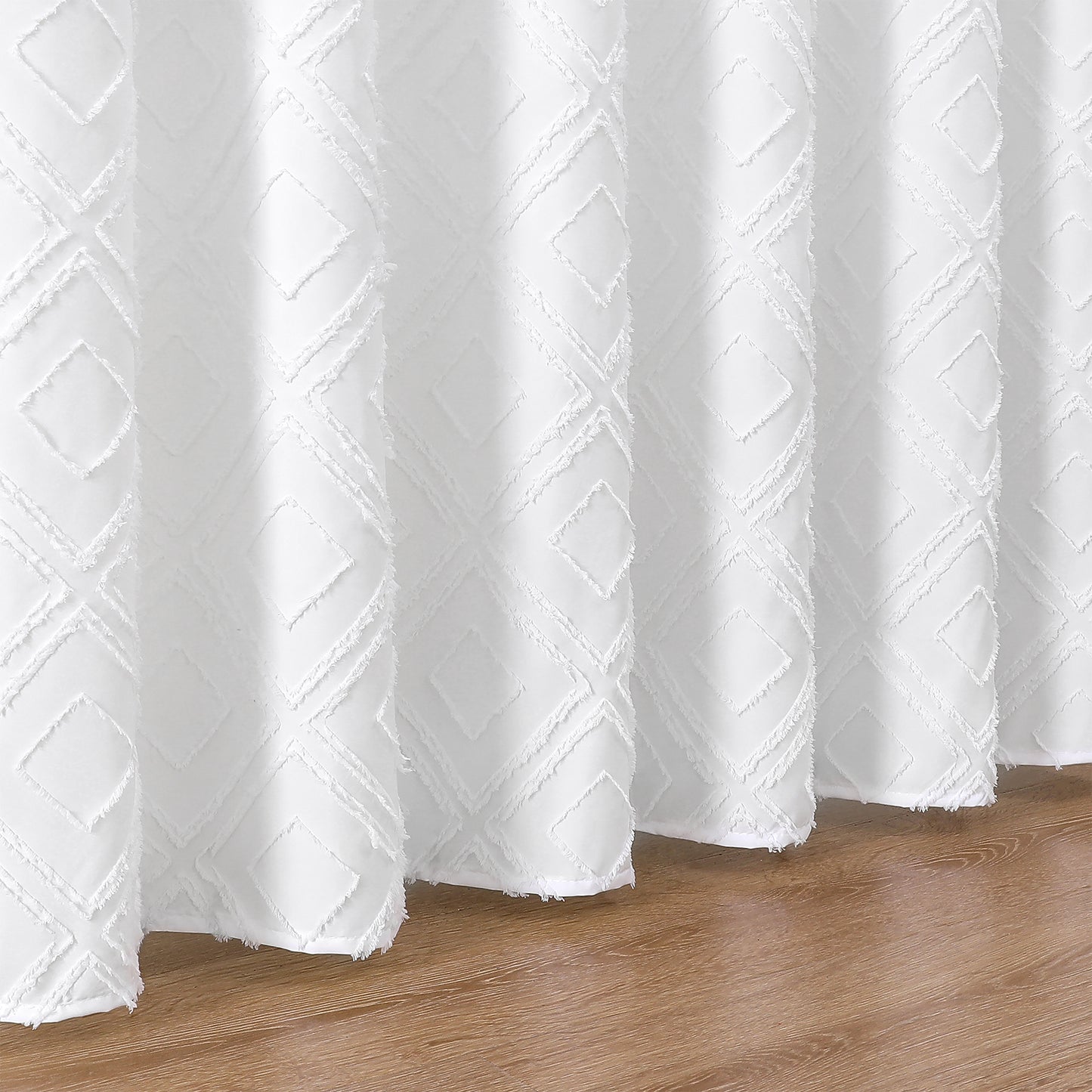 71x71 Woven Linen Shower Curtain with Tassel Accents and 12 Grommets | Textured Designs