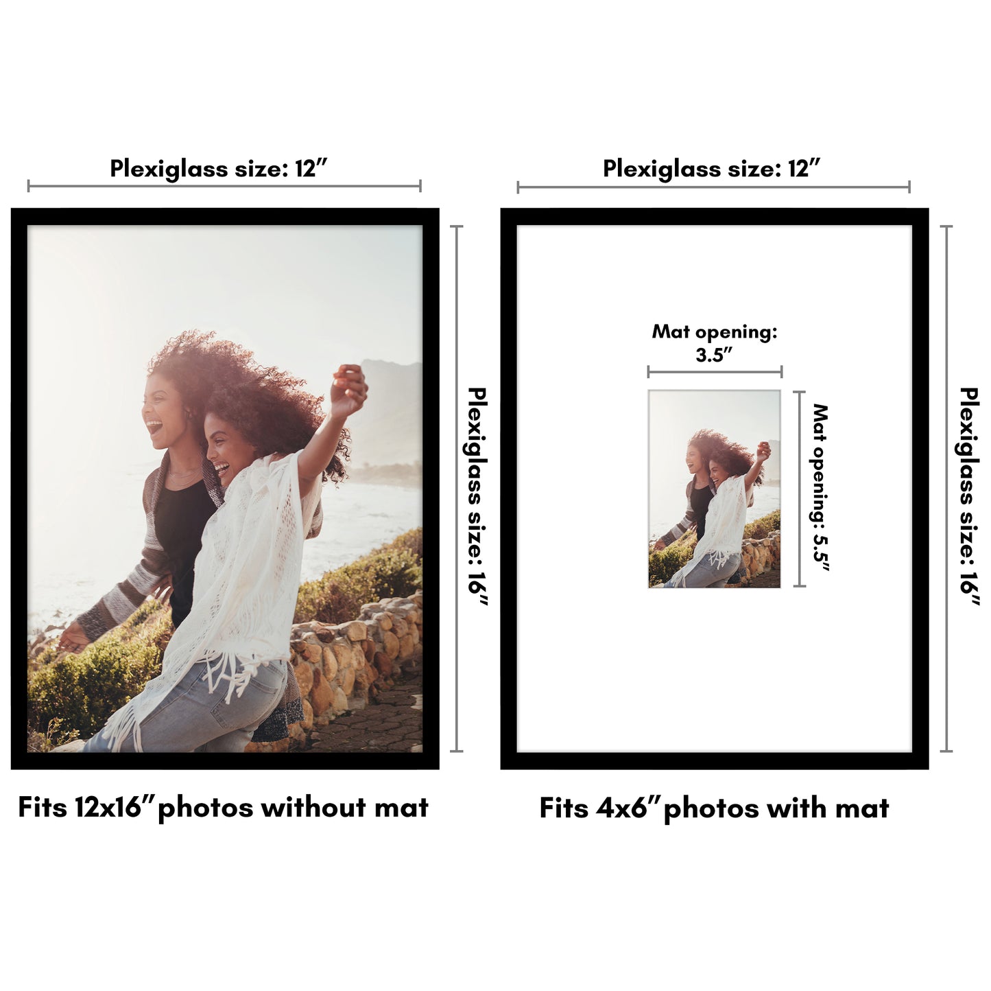 Americanflat Picture Frame with Mat | Polished Plexiglass | Slim Molding