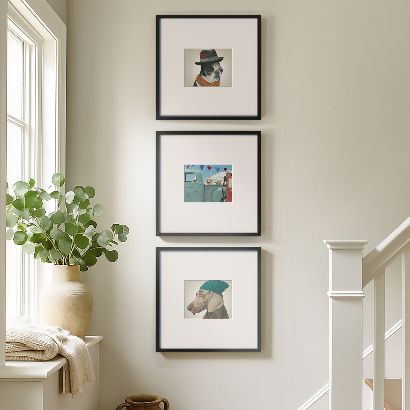 Americanflat 20x20 Picture Frame with Mat | Set of 3 | Black Slim Mold