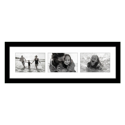Signature Matted Engineered Wood Collage Frame — 6x20 / Black / 3 Opening