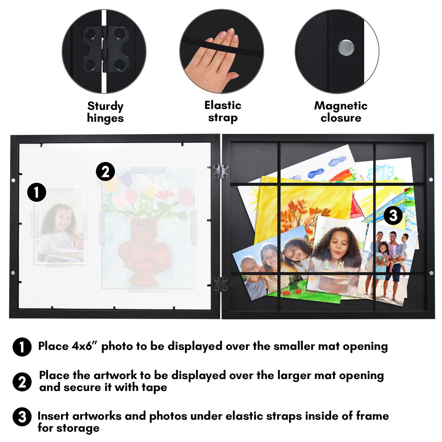 Americanflat Kids Art Frame with Two Openings | Includes Storage