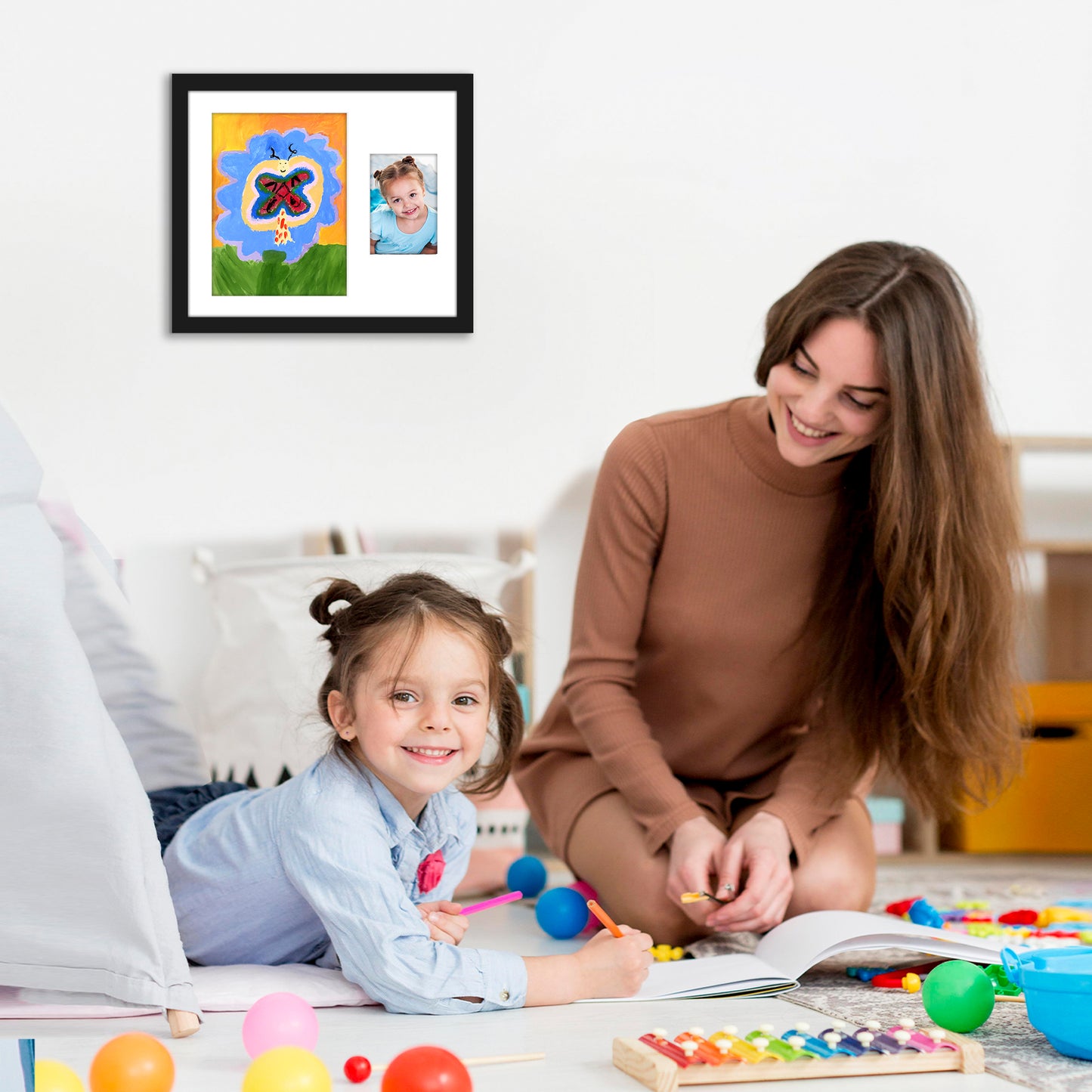 Americanflat Kids Art Frame with Two Openings | Includes Storage