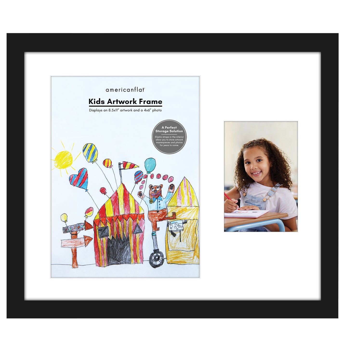 Americanflat Kids Art Frame with Two Openings | Includes Storage