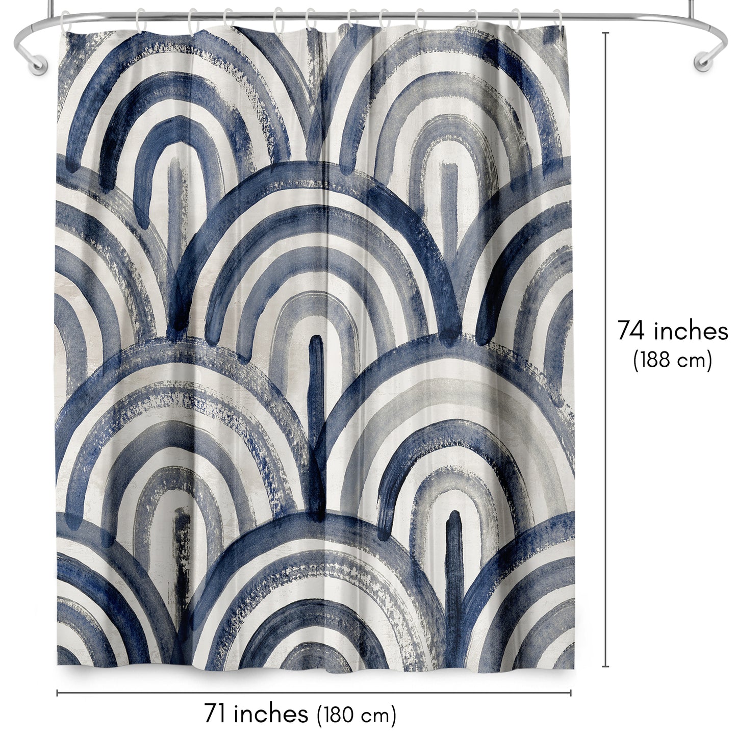 71x74 Abstract Shower Curtain with 12 Metal Grommets | Modern Artistic Design