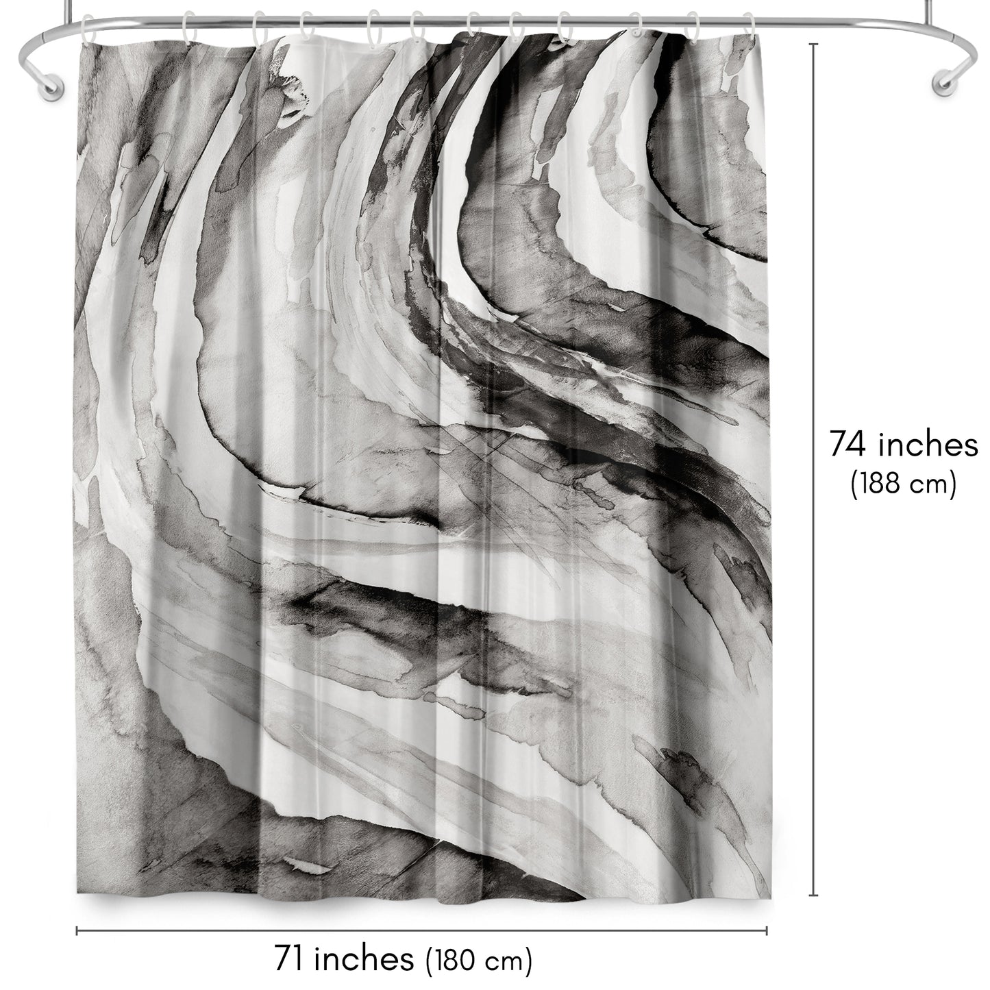71x74 Abstract Shower Curtain with 12 Metal Grommets | Swirl Design