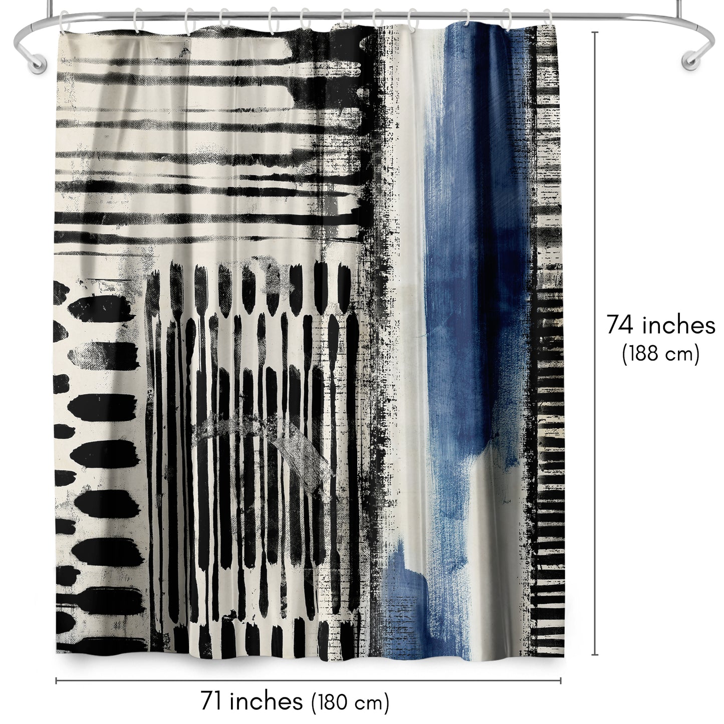 71x74 Abstract Shower Curtain with 12 Metal Grommets | Artistic Design