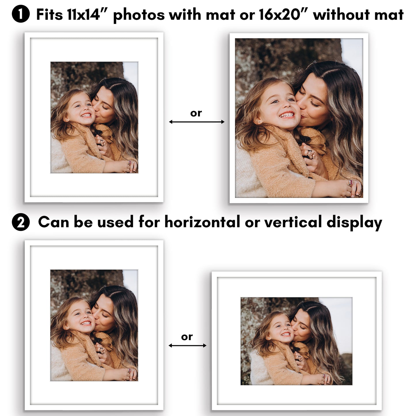 Picture Frame 2 Pack | With Mat | Protective Plexiglass Cover | Wall Decor