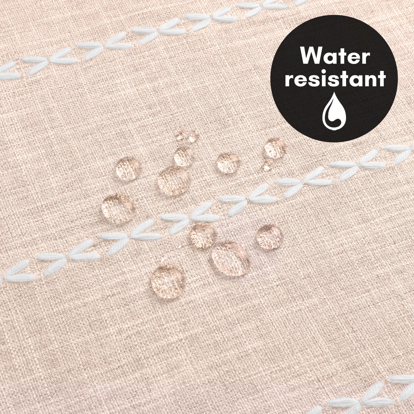71x71 Woven Linen Shower Curtain with Tassel Accents and 12 Grommets | Solid Color