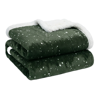 Throw Blanket | Fleece & Sherpa - Reversible - Speckle Pattern — 50x60 / Green