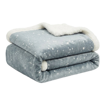 Throw Blanket | Fleece & Sherpa - Reversible - Speckle Pattern — 50x60 / Grey